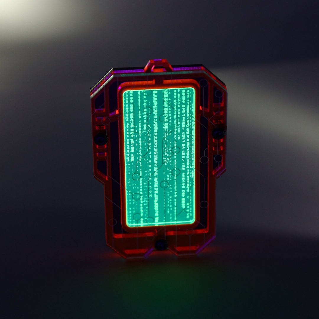 Cyberpunk Necklace Pendant – Layered Acrylic Network Access Key with Hex Screws