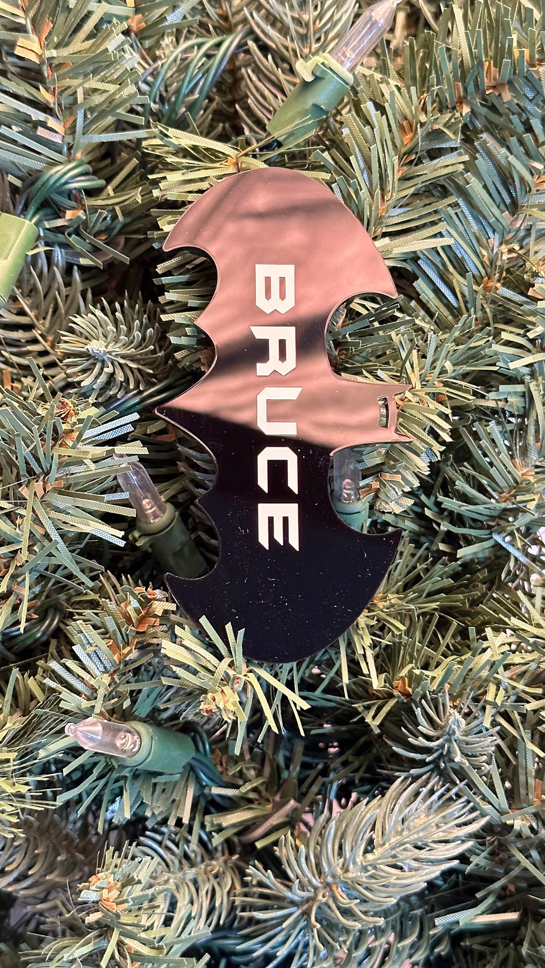 Personalized Bat Ornament – Custom Engraved Bat Tree Decoration With Ribbon