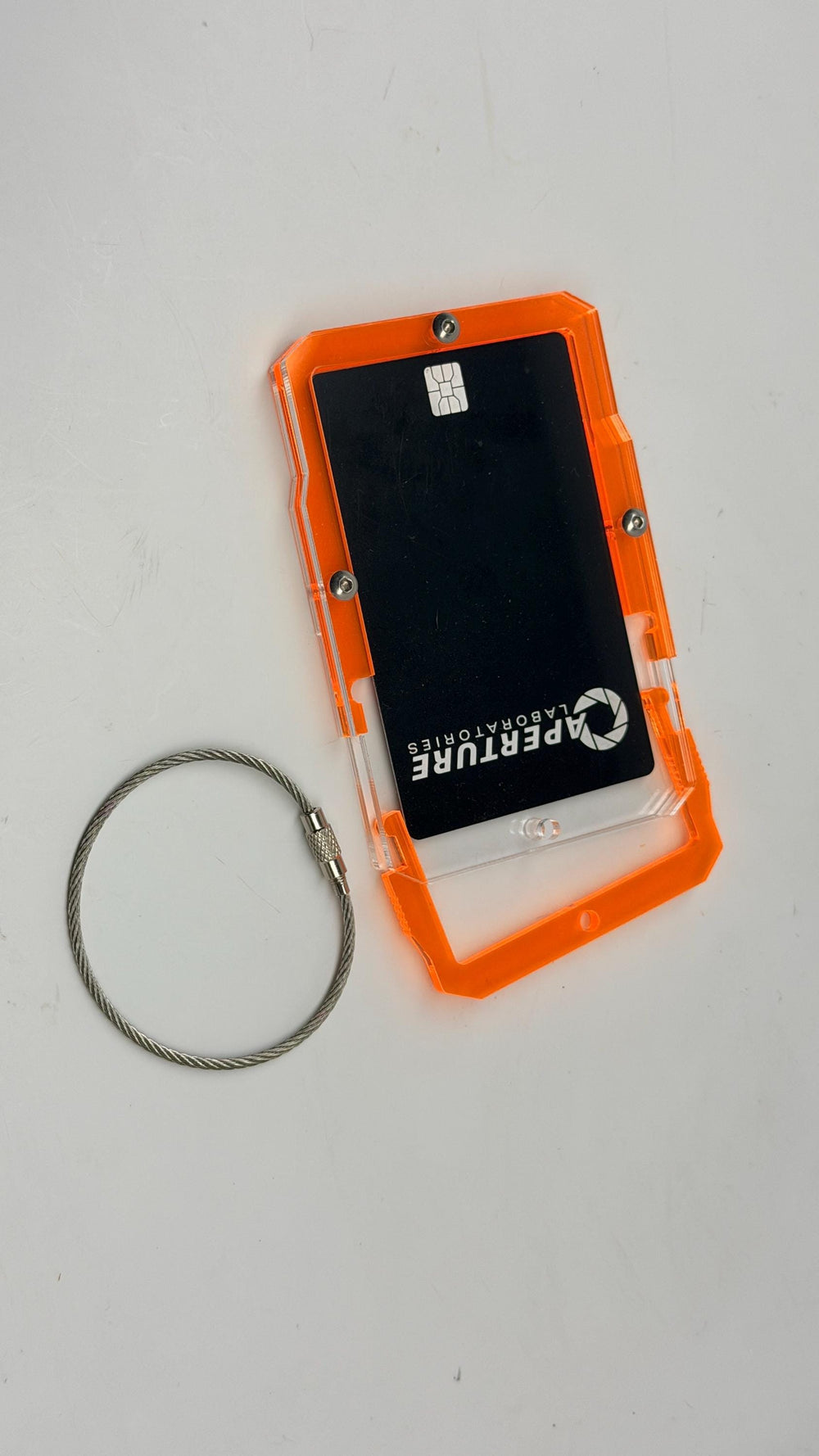 Cyberpunk Luggage Tag | Futuristic Acrylic Badge Holder With Hex Screw Assembly