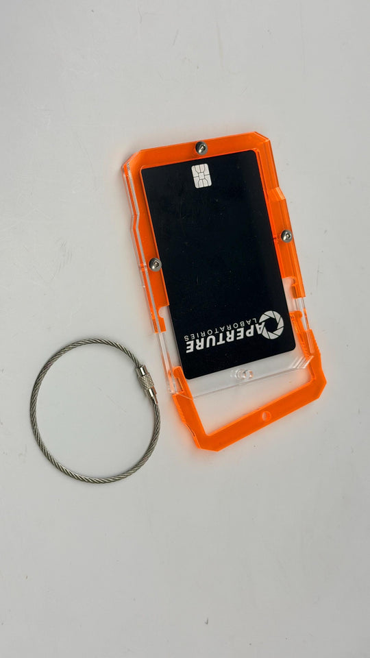 Cyberpunk Luggage Tag | Futuristic Acrylic Badge Holder With Hex Screw Assembly