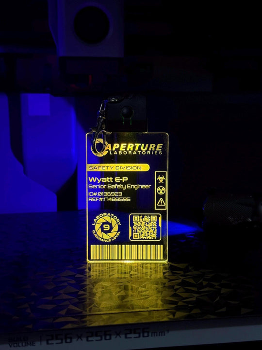 Aperture Laboratories LED Illuminated Badge - Personalized Color Changing Pendant for Portal Fans