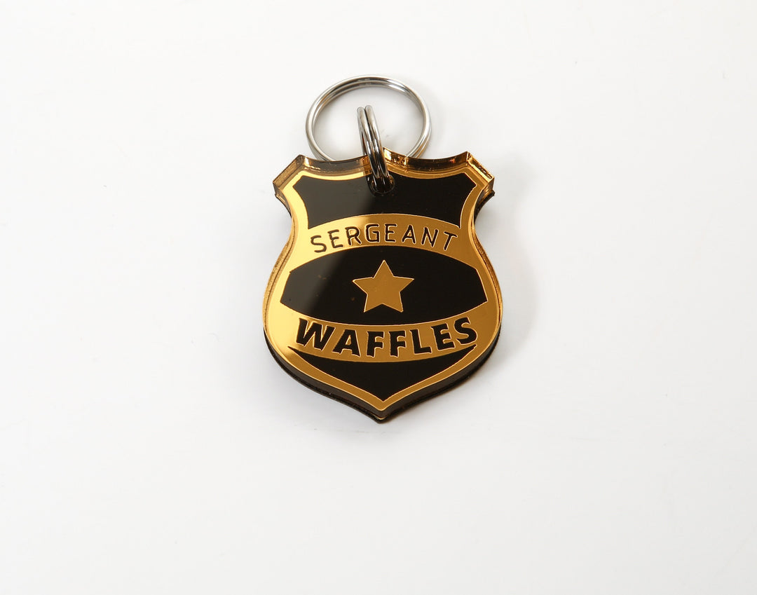 Police Badge Dog Tag - Personalized K9 Pet Tag | Silent, Weatherproof Collar Accessory