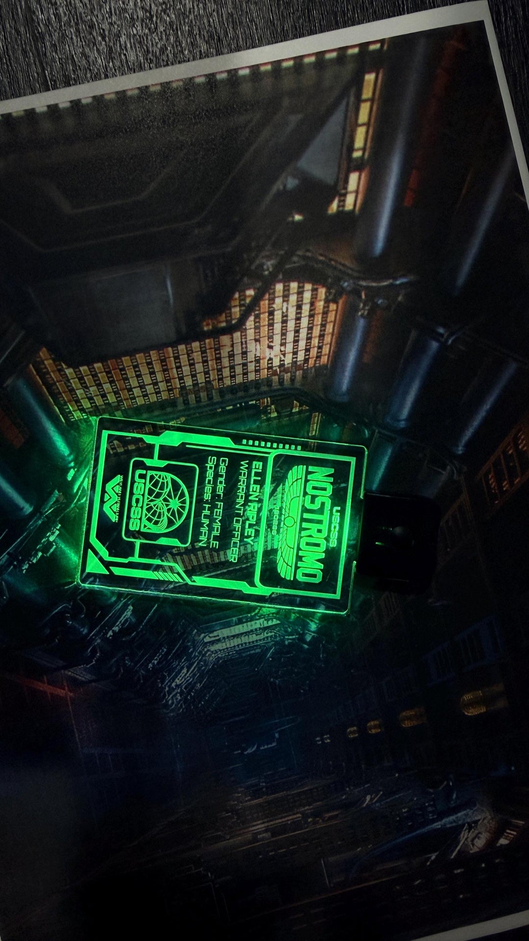 LED Illuminated Badge – Personalized USCSS Nostromo Pendant with Rechargeable USB Light