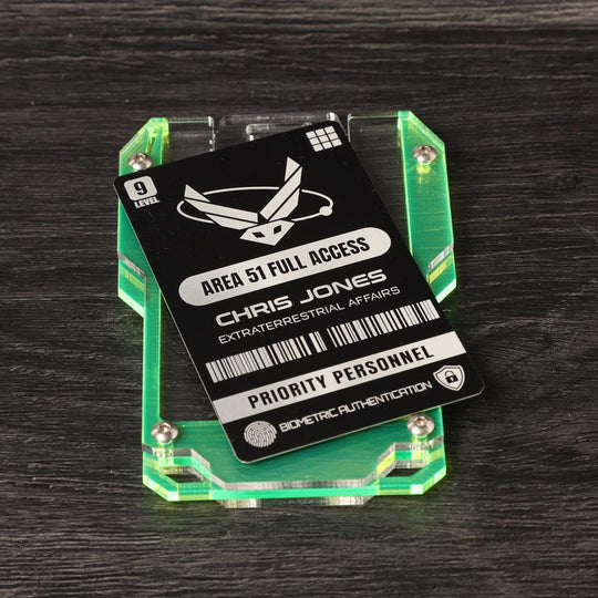 Area 51 ID Card – Personalized Laser Engraved Aluminum Pass | Sci-Fi Novelty