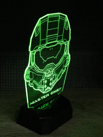 Master Chief Helmet LED Light Sign - Color Changing RGB Lamp with Wireless Remote
