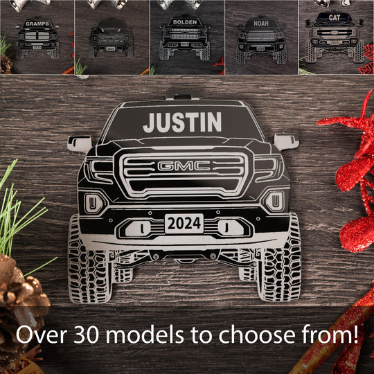 Pickup Truck Ornament - 4x4 Christmas Ornament With Precision Cut Acrylic Gift Box Option