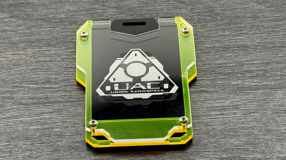 Cyberpunk ID Card Holder – Stylish Engraved Acrylic Badge Protector for Work or Events