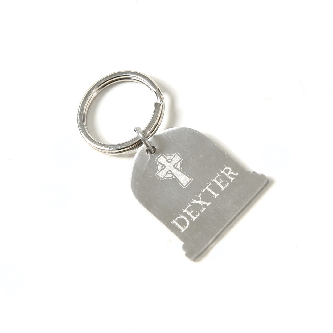 Personalized Pet Tag - Custom Engraved Tombstone Halloween Cat ID Tag - Stainless Steel