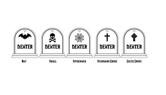 Personalized Pet Tag - Custom Engraved Tombstone Halloween Cat ID Tag - Stainless Steel