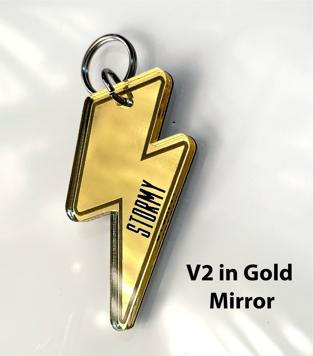 Personalized Pet Tag - Zeus Lightning Bolt Custom Engraved Acrylic Tag With Stainless Steel Ring