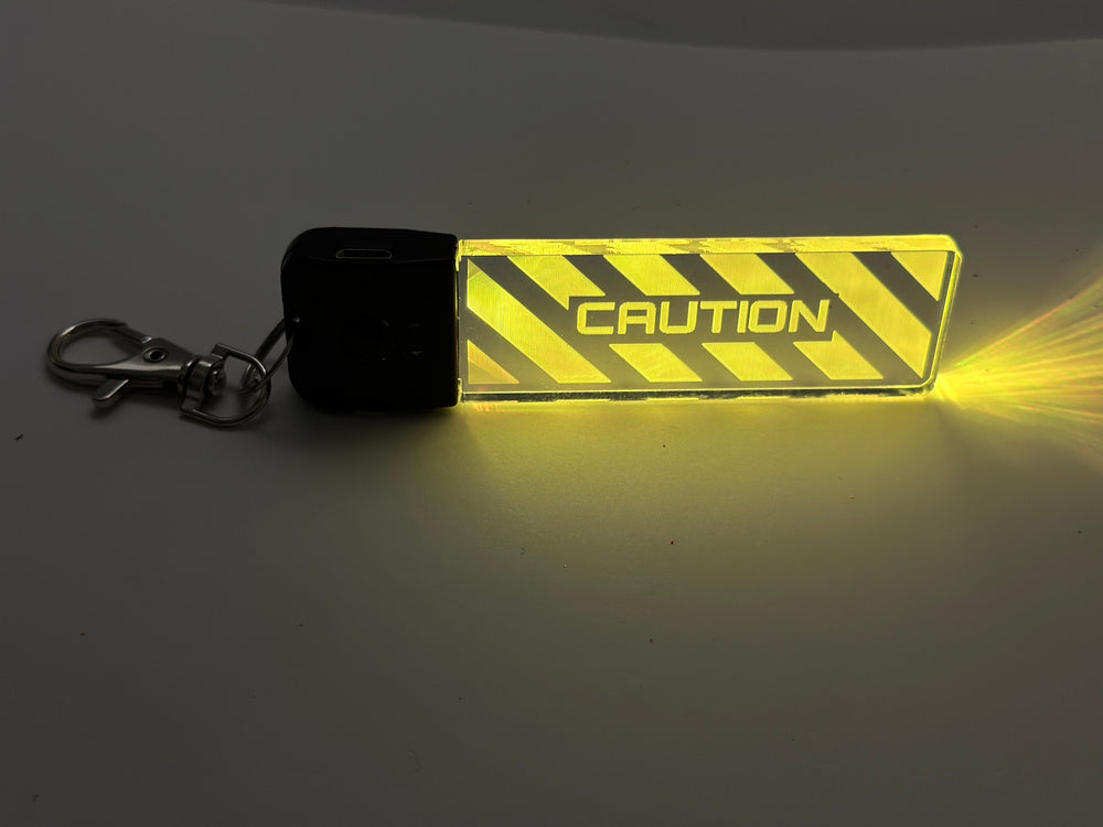 Futuristic Cyberpunk Keychain - Color Changing LED Light Up Keyring with USB Charging