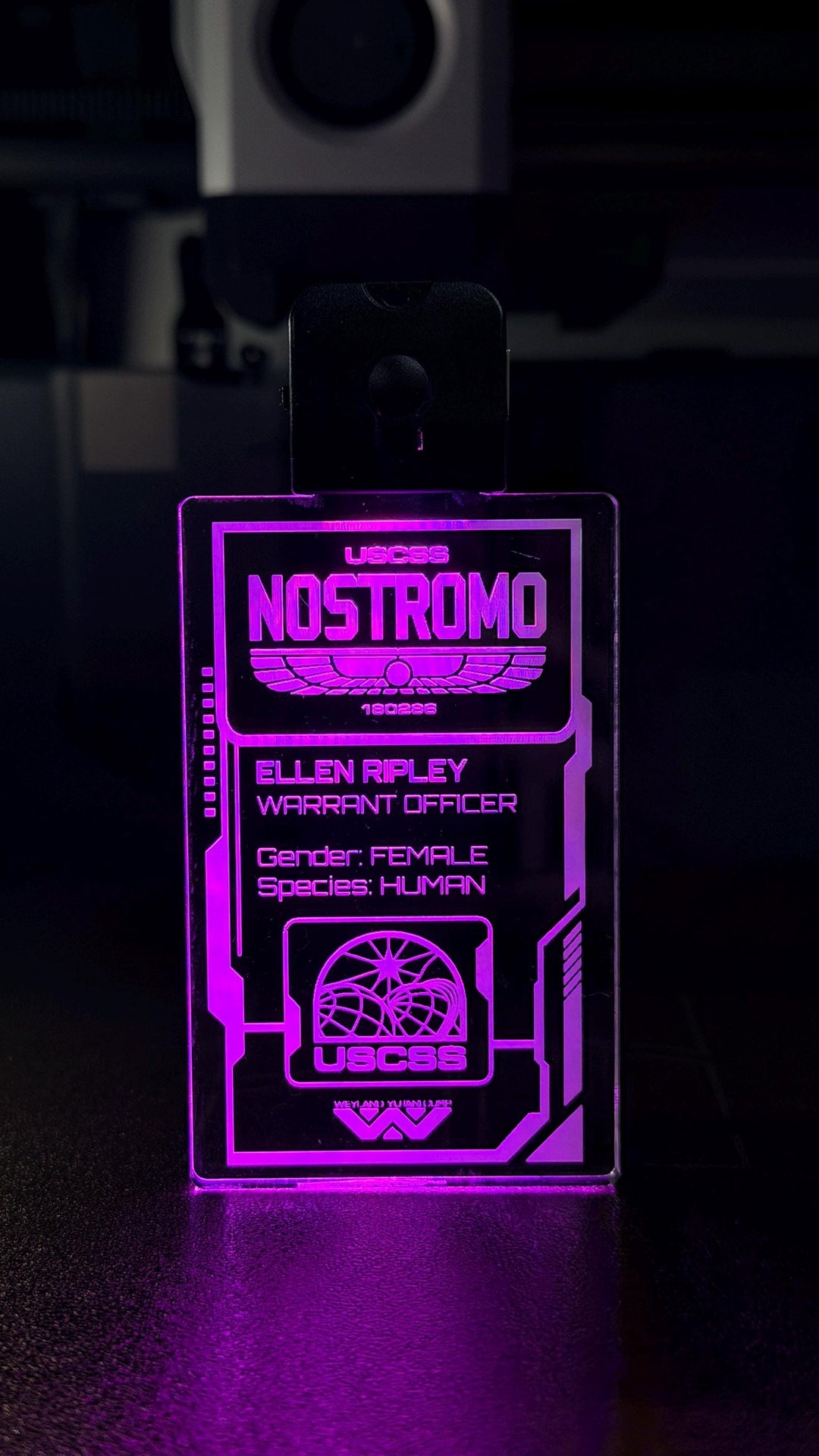 LED Illuminated Badge – Personalized USCSS Nostromo Pendant with Rechargeable USB Light