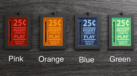 Retro Arcade Keychain - Insert Coin UV Reactive Pendant | Black Light Glow Accessory