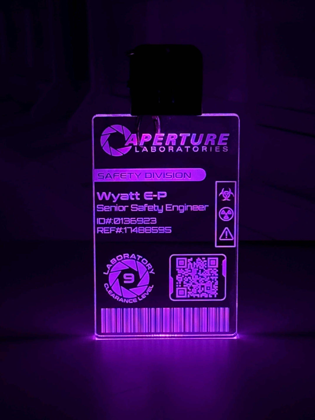 Aperture Laboratories LED Illuminated Badge - Personalized Color Changing Pendant for Portal Fans