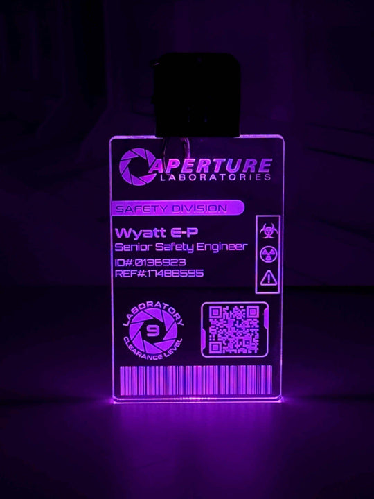 Aperture Laboratories LED Illuminated Badge - Personalized Color Changing Pendant for Portal Fans