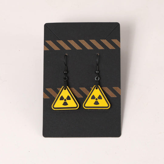 Cyberpunk Earrings – Laser Cut Futuristic Acrylic Danger Symbol Jewelry