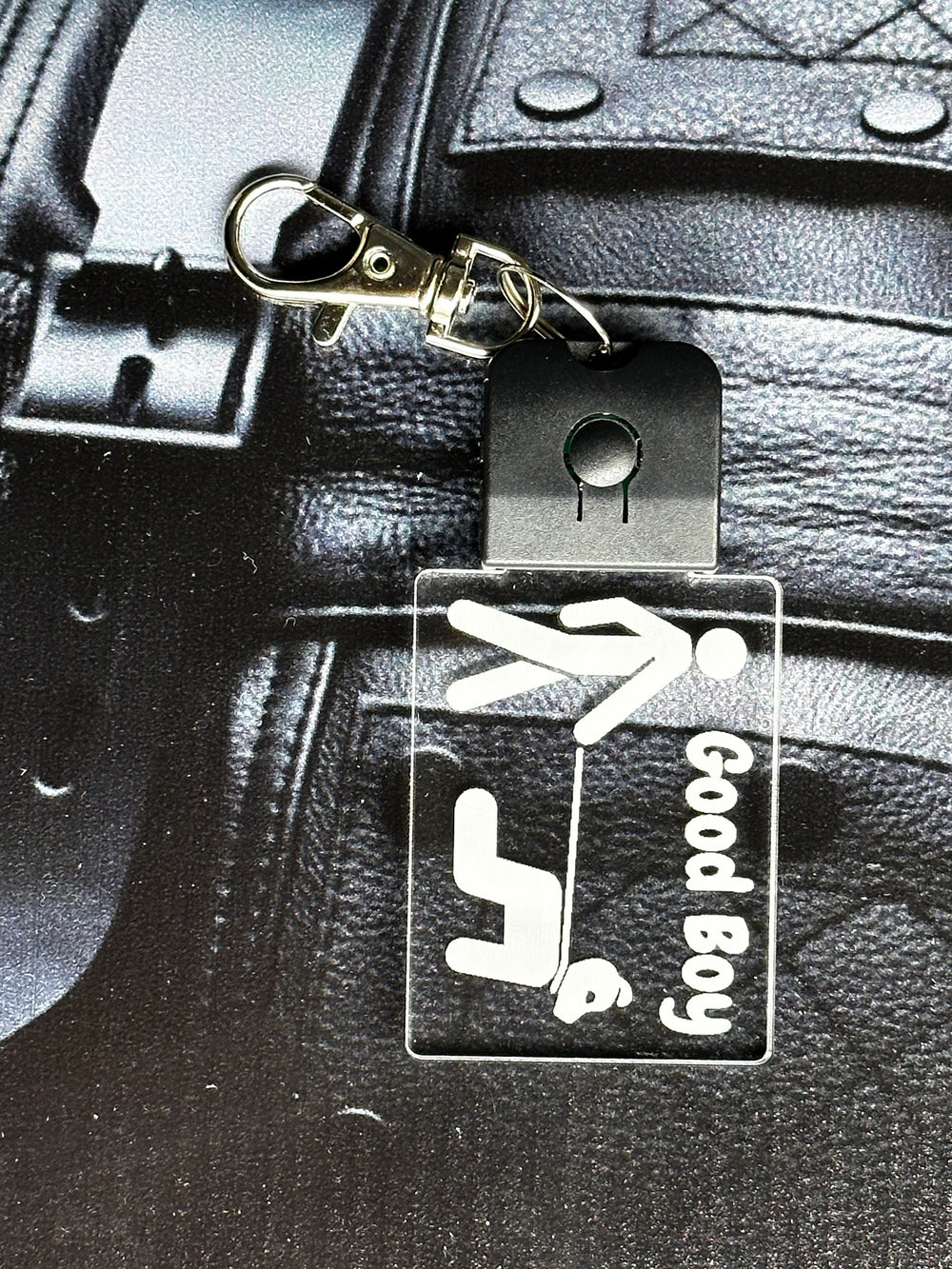 Human Pup Keychain - LED Light Up Dog Tag with Color Changing Acrylic Name Tag