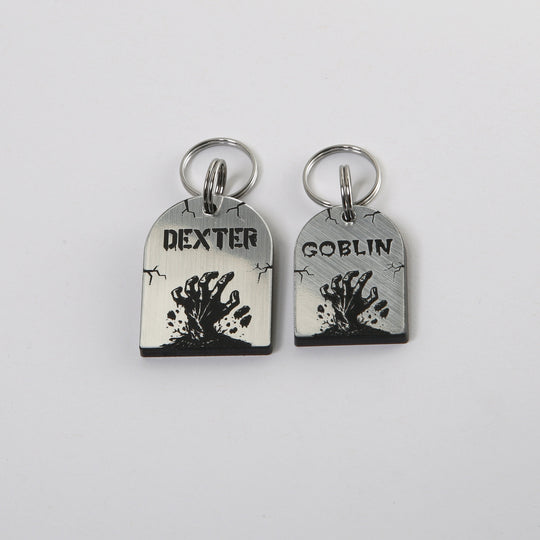 Halloween Pet Tag - Custom Engraved Acrylic Zombie Dog ID Charm