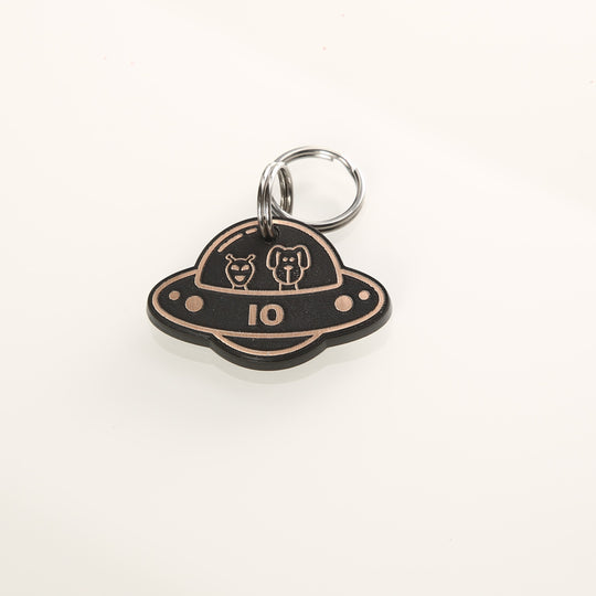 UFO Pet Tag Custom Laser Engraved | Unique Alien Dog & Cat ID Tag