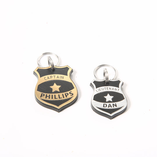 Police Badge Dog Tag - Personalized K9 Pet Tag | Silent, Weatherproof Collar Accessory