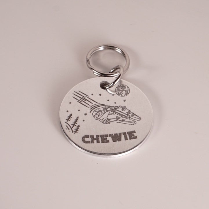 Personalized Pet Tag – Custom Aluminum Millennium Falcon Star Wars ID Tag