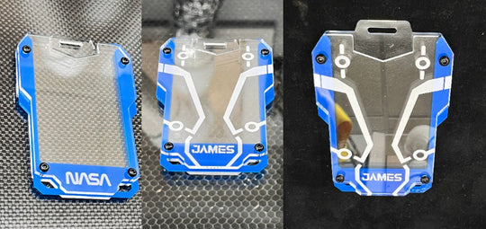 Cyberpunk ID Card Holder – Stylish Engraved Acrylic Badge Protector for Work or Events
