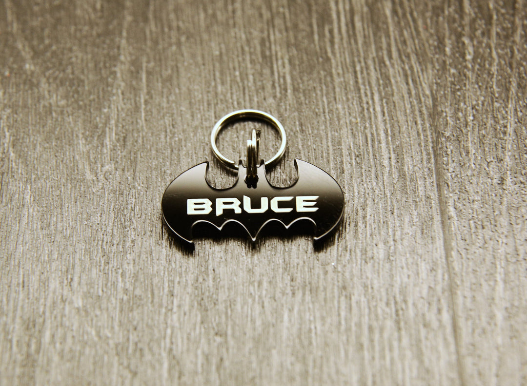 Personalized Bat Pet Tag - Gothic Spooky Cat Tags with Laser Engraved Acrylic