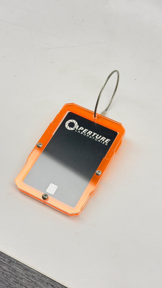 Cyberpunk Luggage Tag | Futuristic Acrylic Badge Holder With Hex Screw Assembly