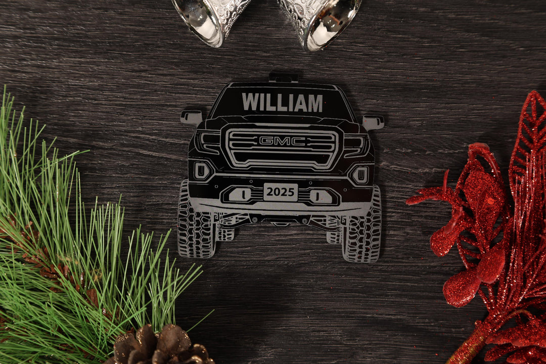 Pickup Truck Ornament - 4x4 Christmas Ornament With Precision Cut Acrylic Gift Box Option
