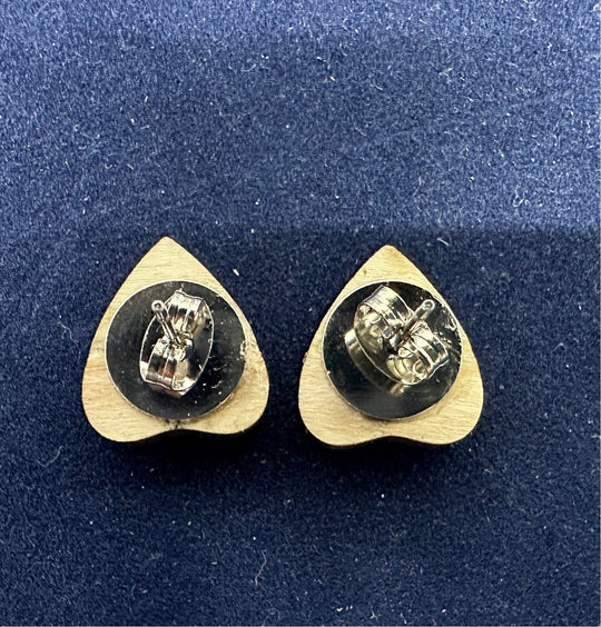 Ouija Planchette Earrings – Laser Cut Maple Wood Studs with Surgical Steel Posts
