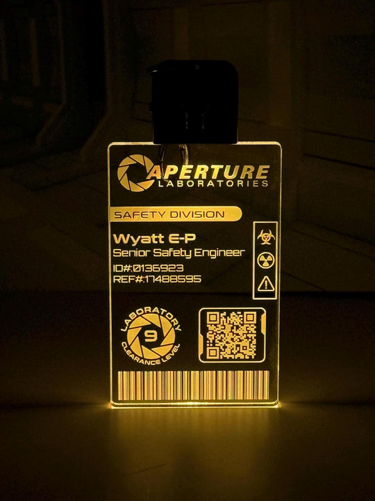 Aperture Laboratories LED Illuminated Badge - Personalized Color Changing Pendant for Portal Fans