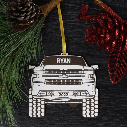 Pickup Truck Ornament - Personalized 4x4 Christmas Tree Decoration with Gift Box
