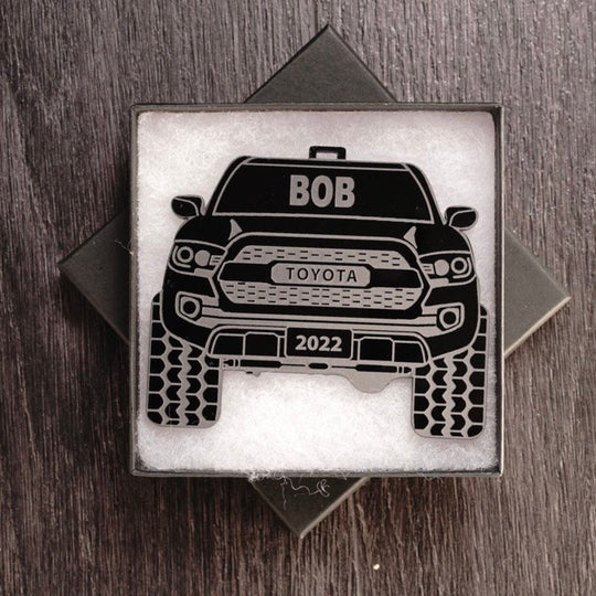 4x4 Christmas Ornament - Laser Engraved Pickup Truck Gift with Ribbon