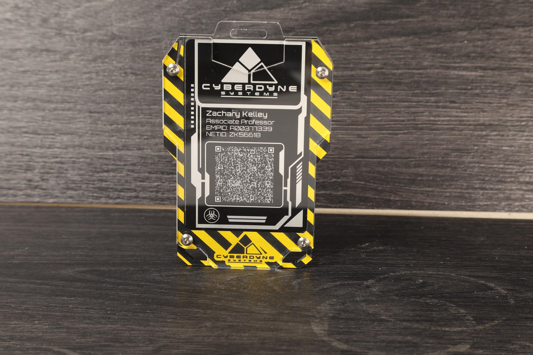 Cyberpunk Badge Holder - Transparent Keycard ID Holder with Engraved Acrylic Design