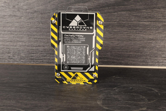 Cyberpunk Badge Holder - Transparent Keycard ID Holder with Engraved Acrylic Design