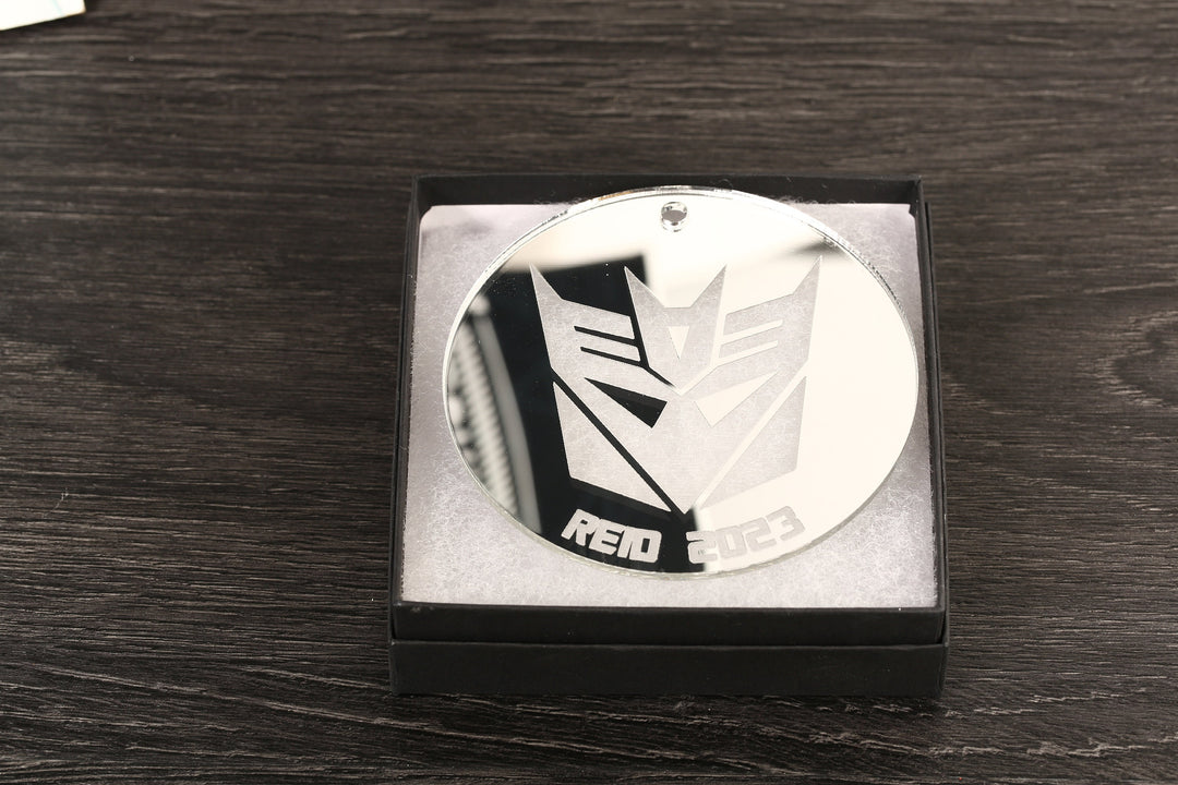 Personalized Sci-Fi Ornament – Custom Laser Engraved Black Acrylic Decoration