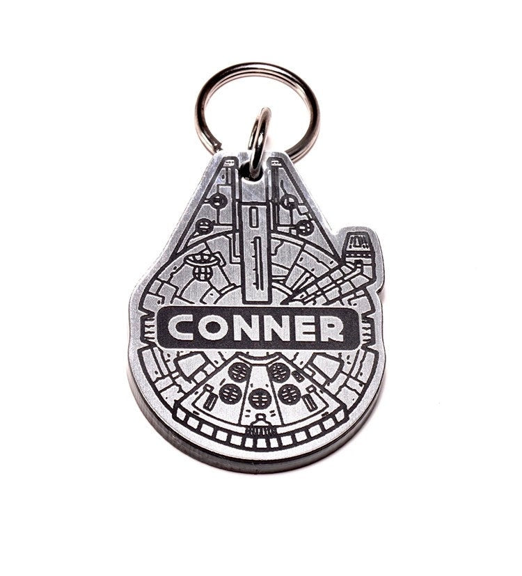 Millennium Falcon Dog Tag - Personalized Silent Acrylic Pet Collar Tag