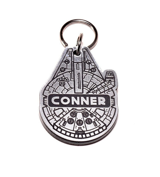 Millennium Falcon Dog Tag - Personalized Silent Acrylic Pet Collar Tag