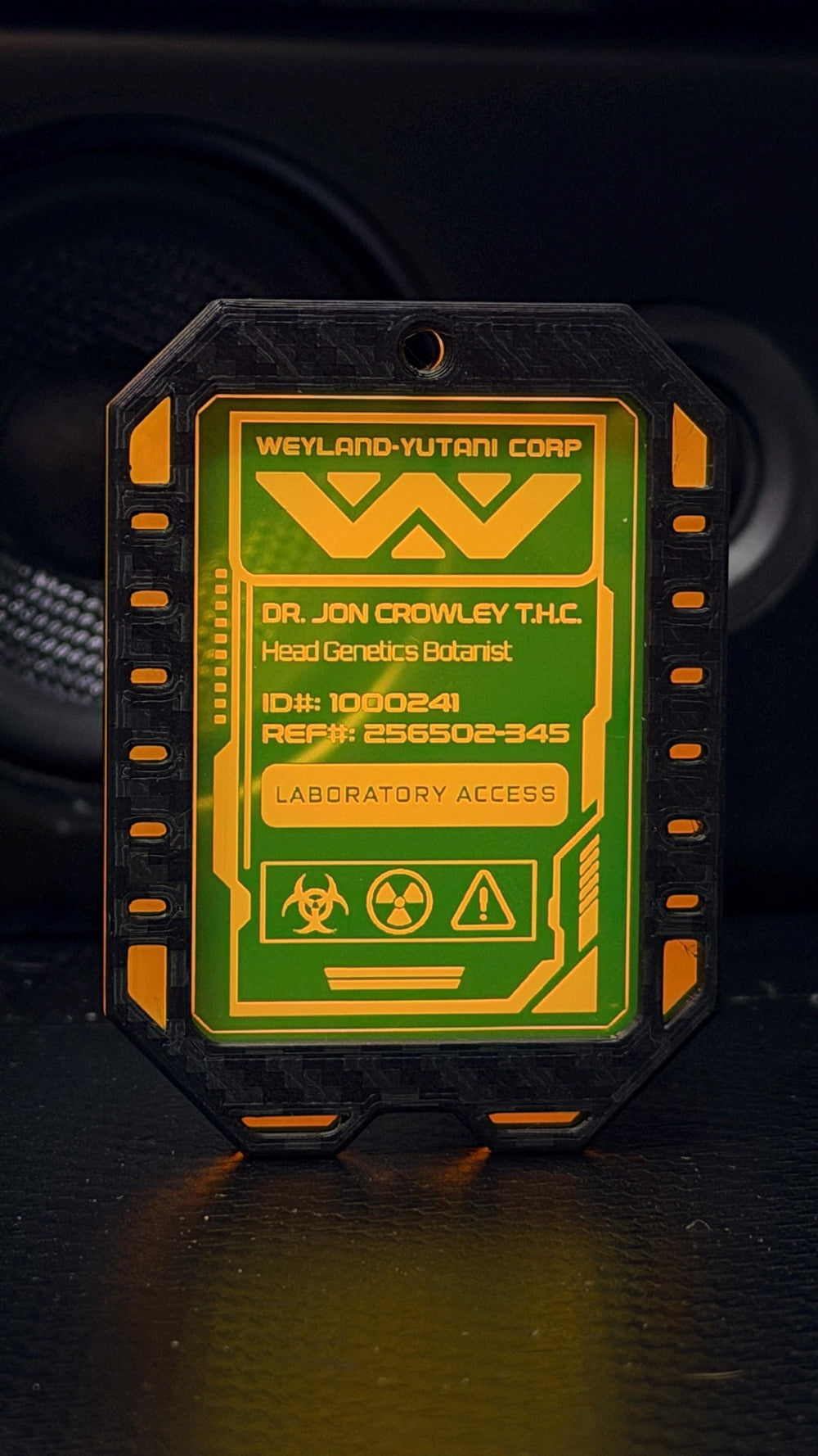 Neon Glow Access Badge – Personalized Weyland Yutani Sci Fi Cosplay Gear 2"x3"