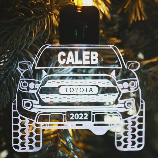 Personalized Truck Ornament - Custom Engraved LED Light-Up Acrylic Decoration