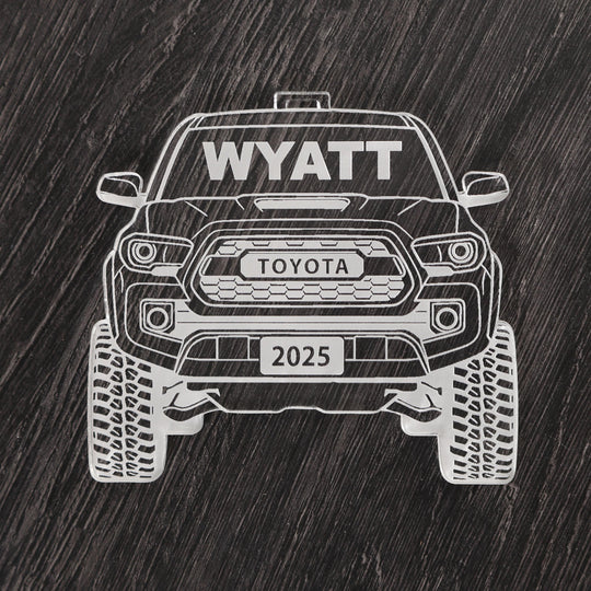 4x4 Christmas Ornament - Laser Engraved Pickup Truck Gift with Ribbon