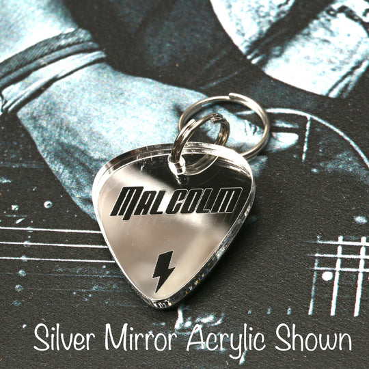 Personalized Guitar Pick Tag - Durable Musician Pet Tag With Stainless Steel Ring