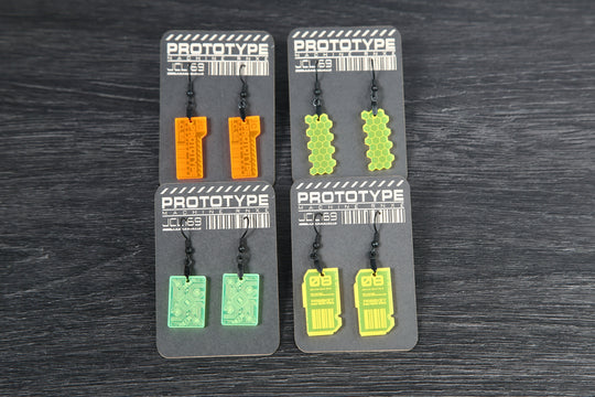 Cyberpunk Earrings – UV Reactive Laser Cut Hypoallergenic Statement Jewelry