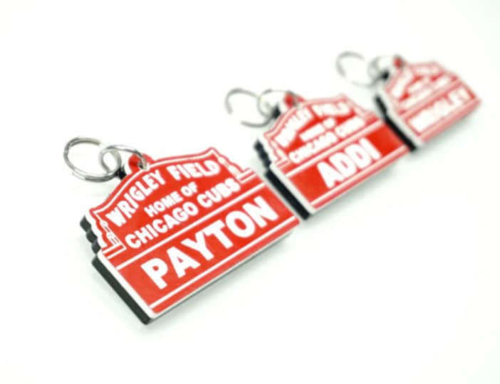 Personalized Wrigley Field Pet Tag - Custom Acrylic Dog Collar Tag With Stainless Steel Ring