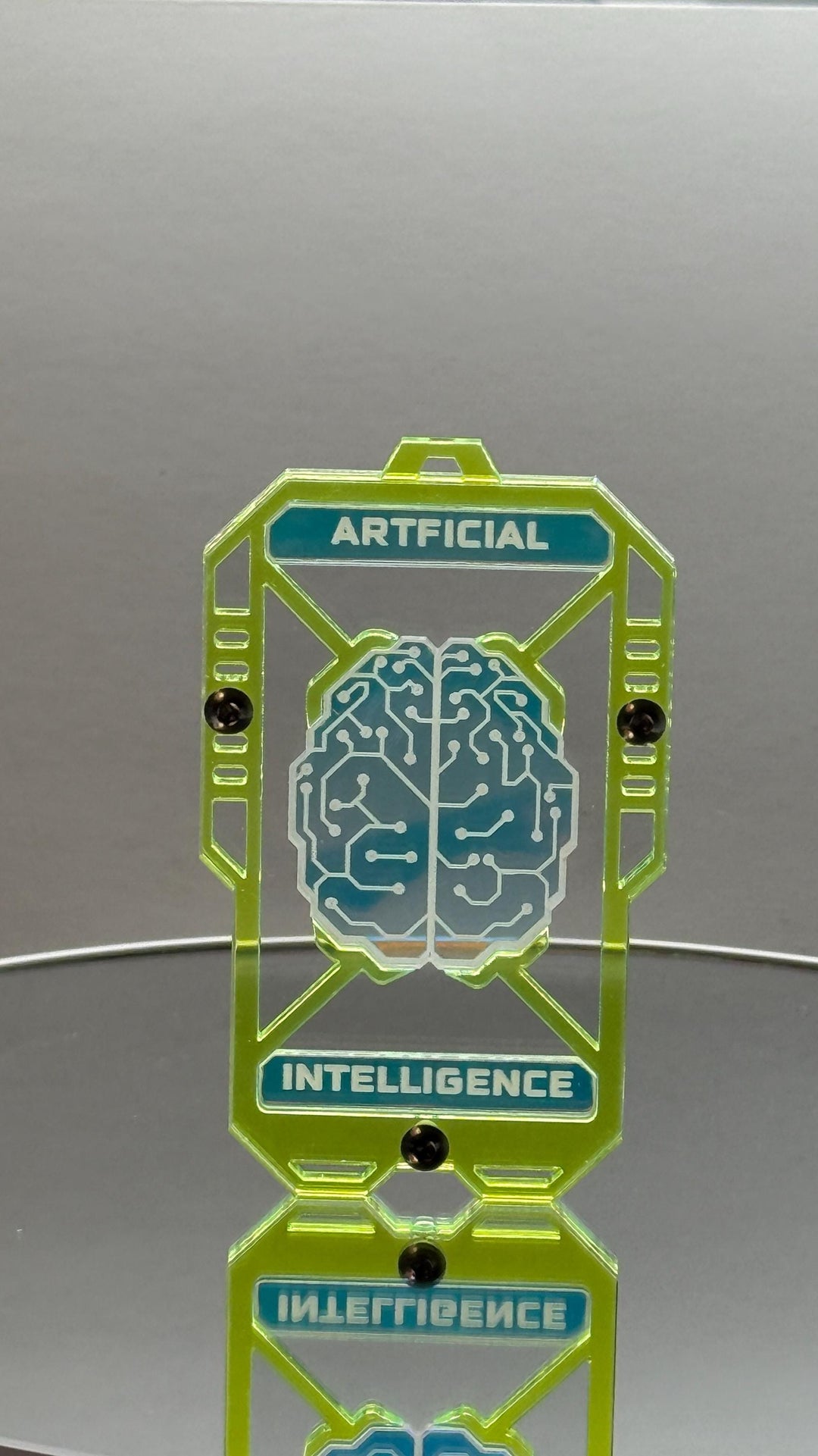 Cyberpunk Key Necklace - AI Pendant Layered Acrylic Charm With Hex Screws