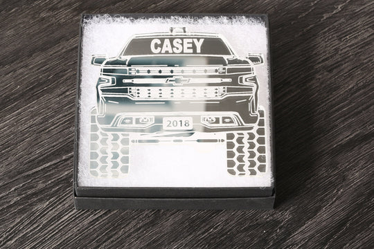 Pickup Truck Ornament - Personalized 4x4 Christmas Tree Decoration with Gift Box