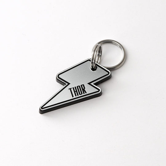 Personalized Pet Tag - Zeus Lightning Bolt Custom Engraved Acrylic Tag With Stainless Steel Ring