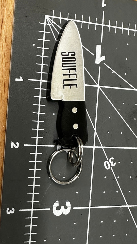 Personalized Pet Tag | Chef Knife Design, Laser Cut Acrylic Custom Pet ID Tag, Quiet