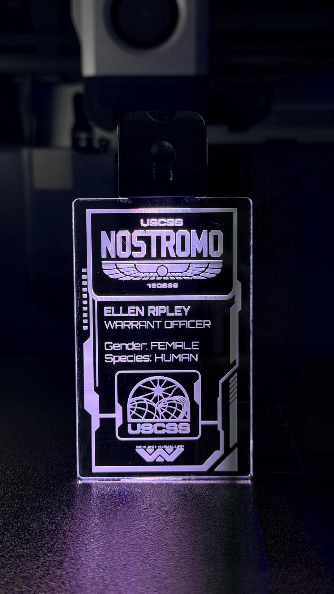 LED Illuminated Badge – Personalized USCSS Nostromo Pendant with Rechargeable USB Light