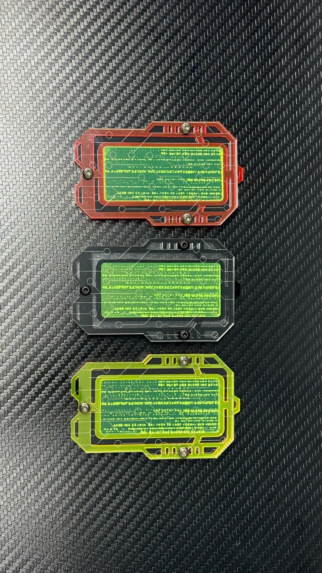 Cyberpunk Necklace Pendant – Layered Acrylic Network Access Key with Hex Screws